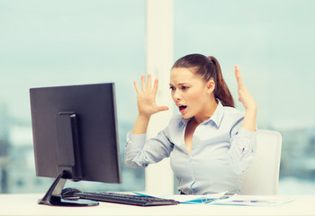 stressed woman with computer