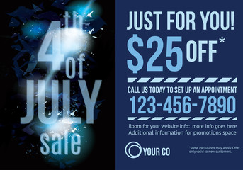 Customizable 4th of July sale postcard advertisement