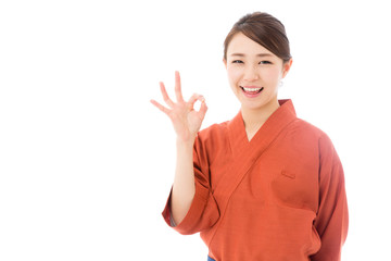 asian businesswoman on white background