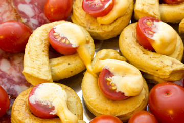Taralli piccanti with tomato mayonnaise and salami