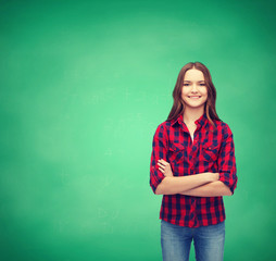 smiling young woman in casual clothes