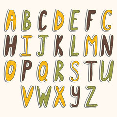 Cute vector alphabet. Cartoon alphabet design.