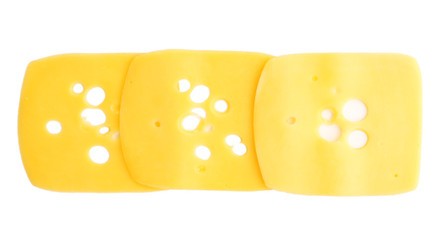 Sliced cheese isolated on white background