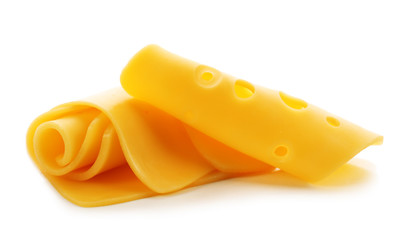 Sliced cheese isolated on white