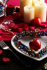 Table setting of Valentines Day
