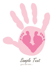 Baby hand prints and foot prints vector background