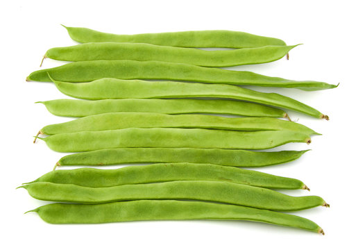 Green beans on a white background.