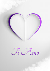 Miłosna kartka walentynkowa z napisem 'Ti Amo'
