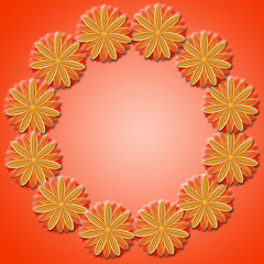 Fototapeta premium frame from brown flowers on red background