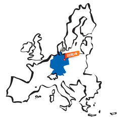 Vector drawn european union borders Germany and Berlin