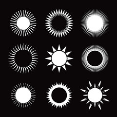 vector white symbols of sun
