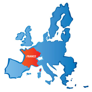 Vector drawn European Union borders and France