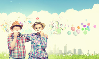 Kids with mustache