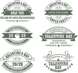 Calligraphic Elements Valentines Day