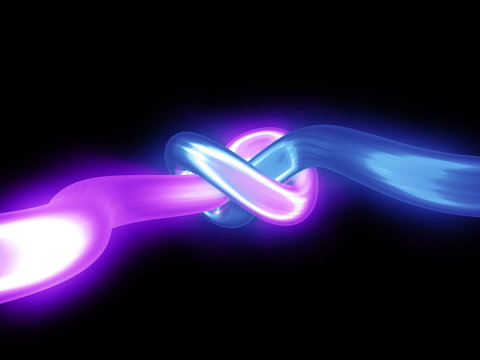 glowing light tube or light ray node with a purple blue gradient