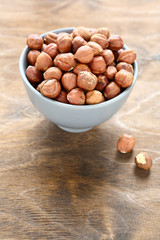 Delicious hazelnuts in a bowl