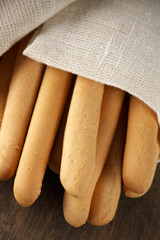 Breadsticks in napkin
