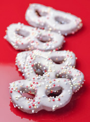 Carnival  mask pastries covered with chocolate