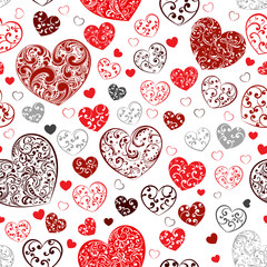 Seamless pattern of hearts