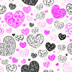 Seamless pattern of hearts