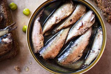Tin can of sprats, sardines