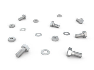 Nuts, screws and bolts, 3D