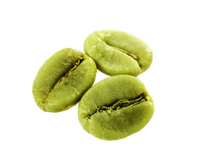 diet green coffee beans isolated on white background