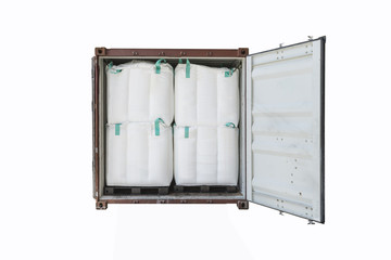 Open container with Jumbo Bag and  isolated on white background