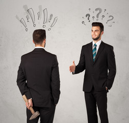 Ruthless business handshake