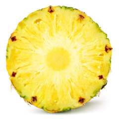 Pineapple round slice isolated on white background.