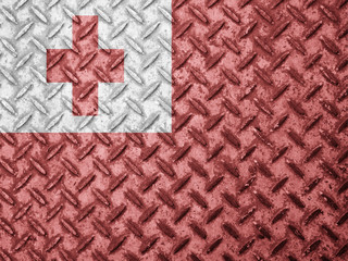 tonga flag on grunge wall