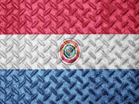 Paraguay flag on grunge wall