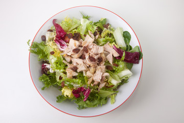 Chicken salad with tomatoes and raisin