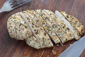 Sliced chicken breast.