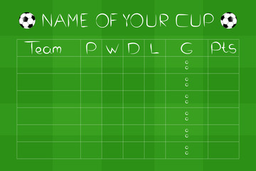 Soccer Championship Group Stages on green field, vector design.
