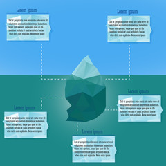Polygonal iceberg infographics.  Vector illustration- low poly