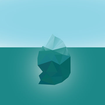 Polygonal iceberg glacier landscape vector illustration- low