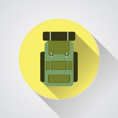 Vector flat modern set of three hiking backpacks. Three retro