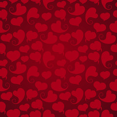 Seamless pattern with red hearts on a red background