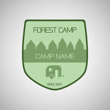 Retro badge and label logo graphic. Camp badge and travel logo