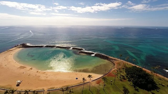 Aerial over Magic Lagoon in Honolulu