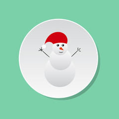 Snowman icon. White round button