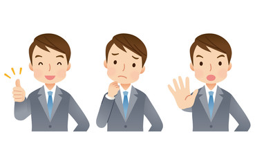 スーツを着た男性　ビジネスマン　表情セット