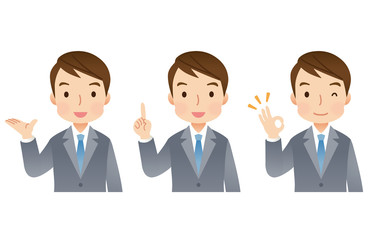 スーツを着た男性　ビジネスマン　表情セット