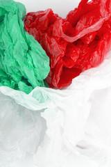 Plastic carrier bags on white background