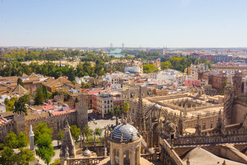 Obraz premium Cathedral of Santa Maria de Sevilla view from the Giralda in Sev