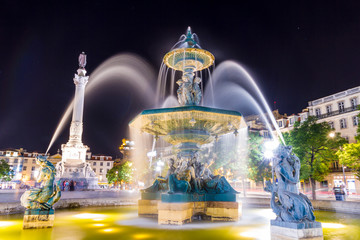 Rossio Square fountain  in Lisbon
