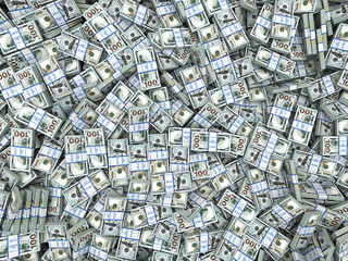 Packs of dollars Background. Lots of cash money.