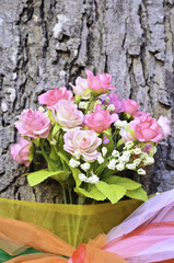 Pink artificial rose bouquet