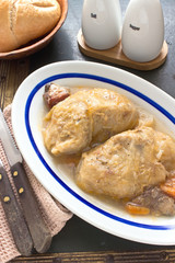 Stuffed cabbage rolls with minced meat in plate